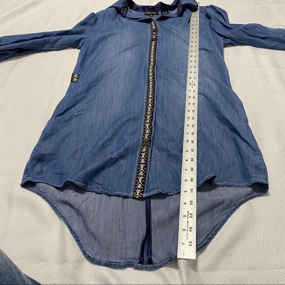Miss Me Denim Tunic with Aztec Style Stripe - Picture 9 of 10